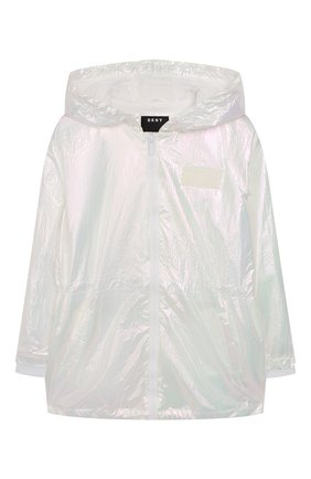 Детская ветровка с капюшоном DKNY белого цвета по цене 13950 руб., арт. D36619/111 SS20 | Фото 1 Детская ветровка с капюшоном DKNY белого цвета, арт. D36619/111 SS20 | Фото 1