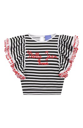 Детский хлопковый топ STELLA JEAN KIDS черно-белого цвета по цене 12300 руб., арт. 20E/J/JF/TE10/1252/8A-14A | Фото 1 Детский хлопковый топ STELLA JEAN KIDS черно-белого цвета, арт. 20E/J/JF/TE10/1252/8A-14A | Фото 1