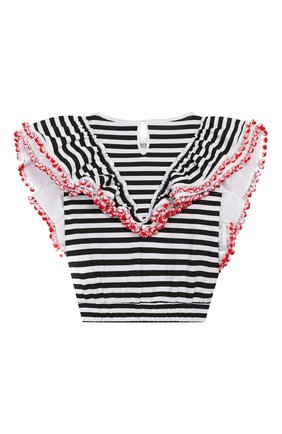 Детский хлопковый топ STELLA JEAN KIDS черно-белого цвета по цене 12300 руб., арт. 20E/J/JF/TE10/1252/8A-14A | Фото 2 Детский хлопковый топ STELLA JEAN KIDS черно-белого цвета, арт. 20E/J/JF/TE10/1252/8A-14A | Фото 2