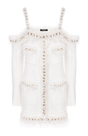 Женское платье BALMAIN белого цвета по цене 310500 руб., арт. TF16223/C229 | Фото 1 Женское платье BALMAIN белого цвета, арт. TF16223/C229 | Фото 1