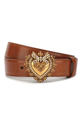 Женский кожаный ремень DOLCE & GABBANA коричневого цвета по цене 35550 руб., арт. BE1315/AX059 | Фото 1 Женский кожаный ремень DOLCE & GABBANA коричневого цвета, арт. BE1315/AX059 | Фото 1
