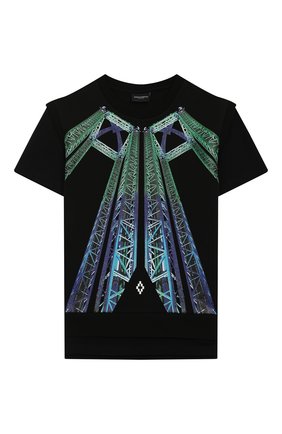 Детская хлопковая футболка MARCELO BURLON KIDS OF MILAN черного цвета по цене 15400 руб., арт. 20E/B/MB/2504/0020/8-14Y | Фото 1 Детская хлопковая футболка MARCELO BURLON KIDS OF MILAN черного цвета, арт. 20E/B/MB/2504/0020/8-14Y | Фото 1