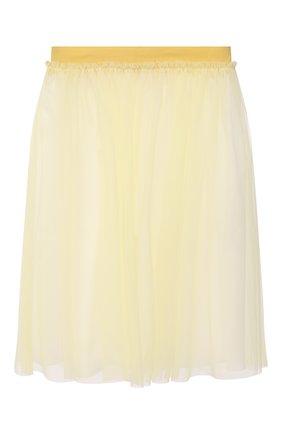 Детская юбка IL GUFO желтого цвета, арт. P20GN151H0018/10A-12A | Фото 1 (Материал внешний: Синтетический материал; Материал подклада: Хлопок; Случай: Повседневный, Вечерний; Ростовка одежда: 9 лет | 134 см)