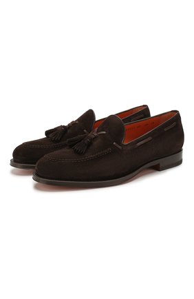Мужские замшевые лоферы SANTONI темно-коричневого цвета по цене 49950 руб., арт. MCCL17111RB2IR0VT50 | Фото 1 Мужские замшевые лоферы SANTONI темно-коричневого цвета, арт. MCCL17111RB2IR0VT50 | Фото 1