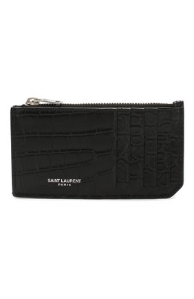 Мужской кожаный футляр для кредитных карт SAINT LAURENT черного цвета, арт. 609362/DZE0E | Фото 1 (Материал: Натуральная кожа)