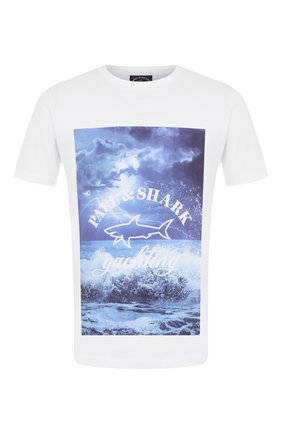 Мужская хлопковая футболка PAUL&SHARK белого цвета по цене 13650 руб., арт. E20P1092 | Фото 1 Мужская хлопковая футболка PAUL&SHARK белого цвета, арт. E20P1092 | Фото 1