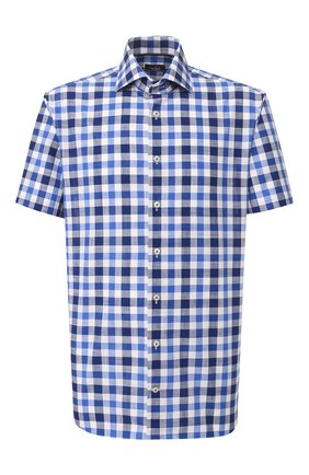 Мужская хлопковая рубашка VAN LAACK синего цвета, арт. TIVARA2-S-PTF/161868 | Фото 1 (Рукава: Короткие; Длина (для топов): Стандартные; Материал внешний: Хлопок; Случай: Повседневный; Принт: Клетка; Воротник: Акула; Мужское Кросс-КТ: Рубашка-одежда; Региональные ограничения белый список (Axapta Mercury): RU)