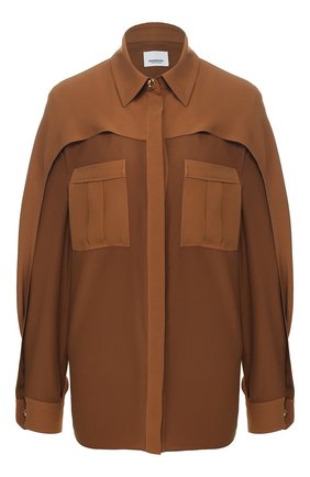 Женская шелковая рубашка BURBERRY коричневого цвета по цене 63600 руб., арт. 8024110 | Фото 1 Женская шелковая рубашка BURBERRY коричневого цвета, арт. 8024110 | Фото 1