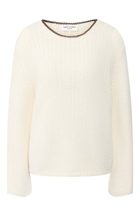 Женский свитер из смеси вискозы и шерсти SAINT LAURENT белого цвета по цене 66200 руб., арт. 605867/YAJT2 | Фото 1 Женский свитер из смеси вискозы и шерсти SAINT LAURENT белого цвета, арт. 605867/YAJT2 | Фото 1