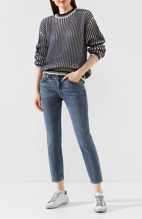 Женская свитер GOLDEN GOOSE DELUXE BRAND синего цвета по цене 38050 руб., арт. G36WP081.A1 | Фото 2 Женская свитер GOLDEN GOOSE DELUXE BRAND синего цвета, арт. G36WP081.A1 | Фото 2