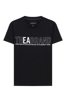 Детская хлопковая футболка EMPORIO ARMANI темно-синего цвета по цене 4645 руб., арт. 3H4T91/1J0AZ | Фото 1 Детская хлопковая футболка EMPORIO ARMANI темно-синего цвета, арт. 3H4T91/1J0AZ | Фото 1