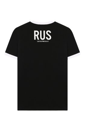 Детская хлопковая футболка EMPORIO ARMANI черного цвета по цене 5995 руб., арт. 3H4T9H/1J91Z | Фото 2 Детская хлопковая футболка EMPORIO ARMANI черного цвета, арт. 3H4T9H/1J91Z | Фото 2