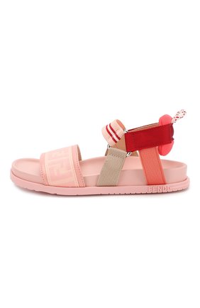 Детские текстильные босоножки FENDI розового цвета по цене 27450 руб., арт. JMR315/AAE6/32-39 | Фото 2 Детские текстильные босоножки FENDI розового цвета, арт. JMR315/AAE6/32-39 | Фото 2