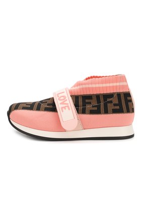 Детские текстильные кроссовки FENDI розового цвета по цене 28200 руб., арт. JMR320/AAE1/32-39 | Фото 2 Детские текстильные кроссовки FENDI розового цвета, арт. JMR320/AAE1/32-39 | Фото 2