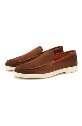 Мужские замшевые лоферы SANTONI коричневого цвета по цене 39600 руб., арт. MGYA15996TICEPMSM39 | Фото 1 Мужские замшевые лоферы SANTONI коричневого цвета, арт. MGYA15996TICEPMSM39 | Фото 1