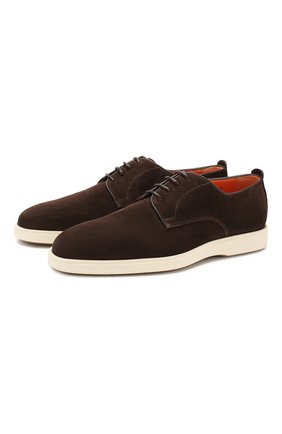 Мужской замшевые дерби SANTONI темно-коричневого цвета по цене 39600 руб., арт. MGDT17100PCUEWICT50 | Фото 1 Мужской замшевые дерби SANTONI темно-коричневого цвета, арт. MGDT17100PCUEWICT50 | Фото 1