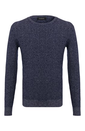 Мужской свитер из смеси кашемира и хлопка ERMENEGILDO ZEGNA синего цвета по цене 86600 руб., арт. UUQ95/110 | Фото 1 Мужской свитер из смеси кашемира и хлопка ERMENEGILDO ZEGNA синего цвета, арт. UUQ95/110 | Фото 1