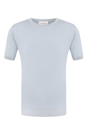 Мужской хлопковый джемпер BRIONI голубого цвета по цене 49950 руб., арт. UMR00L/08K01 | Фото 1 Мужской хлопковый джемпер BRIONI голубого цвета, арт. UMR00L/08K01 | Фото 1 (Мужское Кросс-КТ: Джемперы; Рукава: Короткие; Материал внешний: Хлопок; Принт: Без принта; Длина (для топов): Стандартные; Вырез: Круглый; Региональные ограничения белый список (Axapta Mercury): RU)