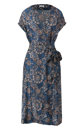 Женское шелковое платье BRUNELLO CUCINELLI бирюзового цвета по цене 197500 руб., арт. MH973AHE31 | Фото 1 Женское шелковое платье BRUNELLO CUCINELLI бирюзового цвета, арт. MH973AHE31 | Фото 1
