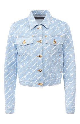 Женская джинсовая куртка VERSACE голубого цвета по цене 92300 руб., арт. A85458/A233032 | Фото 1 Женская джинсовая куртка VERSACE голубого цвета, арт. A85458/A233032 | Фото 1