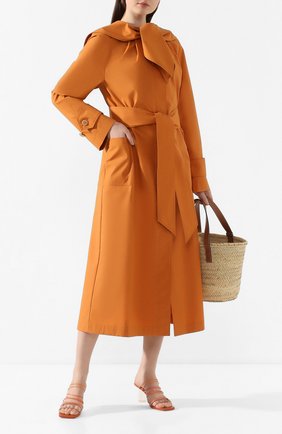 Женский хлопковый плащ LANVIN коричневого цвета по цене 190500 руб., арт. RW-C0105U-4336-P20 | Фото 2 Женский хлопковый плащ LANVIN коричневого цвета, арт. RW-C0105U-4336-P20 | Фото 2