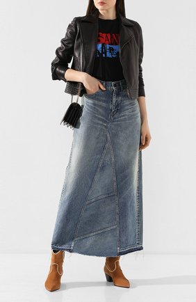 Женская джинсовая юбка SAINT LAURENT синего цвета по цене 73150 руб., арт. 593677/Y551V | Фото 2 Женская джинсовая юбка SAINT LAURENT синего цвета, арт. 593677/Y551V | Фото 2 (Материал внешний: Хлопок, Деним; Длина Ж (юбки, платья, шорты): Макси; Статус проверки: Проверена категория; Женское Кросс-КТ: Юбка-одежда; Кросс-КТ: Деним; Стили: Кэжуэл)