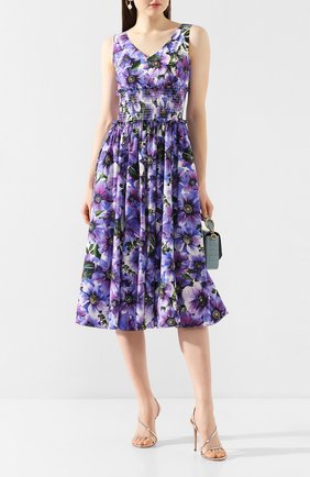 Женское хлопковое платье DOLCE & GABBANA сиреневого цвета по цене 99500 руб., арт. F6D2ST/HS5GD | Фото 2 Женское хлопковое платье DOLCE & GABBANA сиреневого цвета, арт. F6D2ST/HS5GD | Фото 2