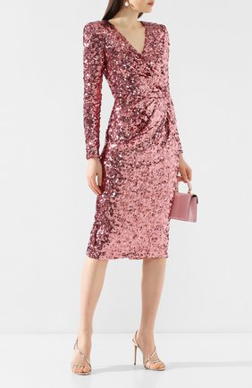 Женское платье с пайетками DOLCE & GABBANA розового цвета по цене 171500 руб., арт. F6H0TT/HLMZM | Фото 2 Женское платье с пайетками DOLCE & GABBANA розового цвета, арт. F6H0TT/HLMZM | Фото 2