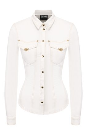Женская джинсовая рубашка VERSACE JEANS COUTURE белого цвета по цене 31700 руб., арт. B0HVA66I-VDP206/HRV4N | Фото 1 Женская джинсовая рубашка VERSACE JEANS COUTURE белого цвета, арт. B0HVA66I-VDP206/HRV4N | Фото 1