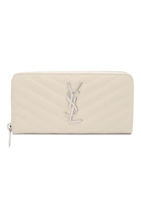 Женские кожаный кошелек monogram SAINT LAURENT белого цвета по цене 43800 руб., арт. 358094/B0W02 | Фото 1 Женские кожаный кошелек monogram SAINT LAURENT белого цвета, арт. 358094/B0W02 | Фото 1