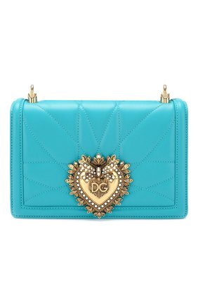 Женская сумка devotion small DOLCE & GABBANA бирюзового цвета по цене 149000 руб., арт. BB6652/AV967 | Фото 1 Женская сумка devotion small DOLCE & GABBANA бирюзового цвета, арт. BB6652/AV967 | Фото 1 (Сумки-технические: Сумки через плечо; Материал: Натуральная кожа; Размер: small; Ремень/цепочка: На ремешке; Женское Кросс-КТ: Вечерняя сумка)
