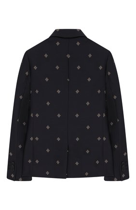 Детский пиджак из хлопка и шерсти FENDI синего цвета по цене 63050 руб., арт. JMA177/AACS/3A-6A | Фото 2 Детский пиджак из хлопка и шерсти FENDI синего цвета, арт. JMA177/AACS/3A-6A | Фото 2