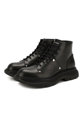 Мужские кожаные ботинки ALEXANDER MCQUEEN черного цвета по цене 54000 руб., арт. 604253/WHQS0 | Фото 1 Мужские кожаные ботинки ALEXANDER MCQUEEN черного цвета, арт. 604253/WHQS0 | Фото 1