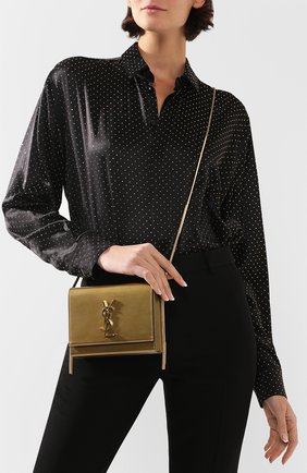 Женская сумка kate SAINT LAURENT золотого цвета по цене 161000 руб., арт. 593122/03X0J | Фото 2 Женская сумка kate SAINT LAURENT золотого цвета, арт. 593122/03X0J | Фото 2 (Материал: Натуральная кожа; Ремень/цепочка: На ремешке; Размер: mini; Сумки-технические: Сумки через плечо)