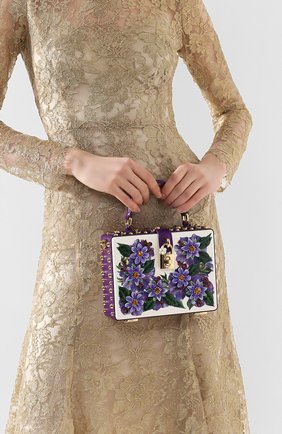 Женская сумка dolce box DOLCE & GABBANA разноцветного цвета, арт. BB5970/AX029 | Фото 2 (Женское Кросс-КТ: Вечерняя сумка; Сумки-технические: Сумки через плечо, Сумки top-handle; Материал: Натуральная кожа; Размер: mini; Ремень/цепочка: На ремешке)