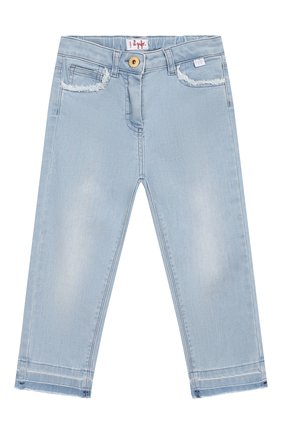 Детские джинсы IL GUFO голубого цвета, арт. P20PL296J0030/2A-4A | Фото 1 (Материал внешний: Хлопок; Кросс-КТ: джинсы; Детали: Потертости; Ростовка одежда: 18 мес | 86 см, 2 года | 92 см, 3 года | 98 см)
