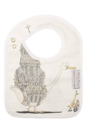 Детский хлопковый нагрудник ATELIER CHOUX белого цвета по цене 2290 руб., арт. SMALL BIB-ATELIER CH0UX-G0LD SNAPS | Фото 2 Детский хлопковый нагрудник ATELIER CHOUX белого цвета, арт. SMALL BIB-ATELIER CH0UX-G0LD SNAPS | Фото 2