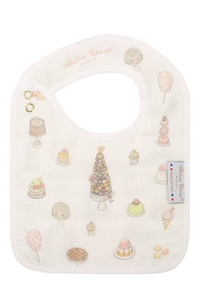 Детский хлопковый нагрудник ATELIER CHOUX белого цвета по цене 2290 руб., арт. SMALL BIB-SWEETIE PIE-G0LD SNAPS | Фото 2 Детский хлопковый нагрудник ATELIER CHOUX белого цвета, арт. SMALL BIB-SWEETIE PIE-G0LD SNAPS | Фото 2