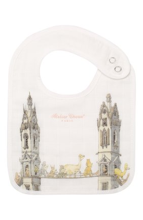 Детский хлопковый нагрудник ATELIER CHOUX белого цвета по цене 1830 руб., арт. SMALL BIB-T0WER`S BRIDGE-SILVER SNAPS | Фото 1 Детский хлопковый нагрудник ATELIER CHOUX белого цвета, арт. SMALL BIB-T0WER`S BRIDGE-SILVER SNAPS | Фото 1