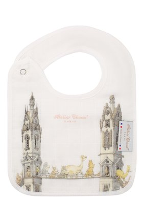 Детский хлопковый нагрудник ATELIER CHOUX белого цвета по цене 1830 руб., арт. SMALL BIB-T0WER`S BRIDGE-SILVER SNAPS | Фото 2 Детский хлопковый нагрудник ATELIER CHOUX белого цвета, арт. SMALL BIB-T0WER`S BRIDGE-SILVER SNAPS | Фото 2