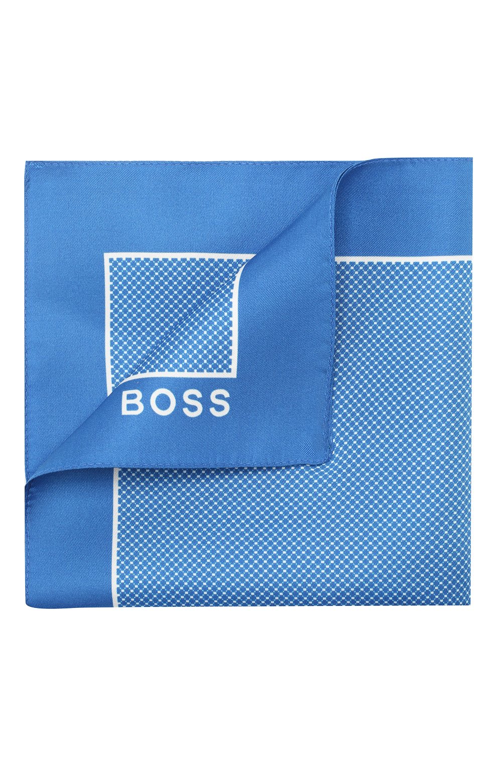 Мужской шелковый платок BOSS синего цвета, арт. 50429140 | Фото 1