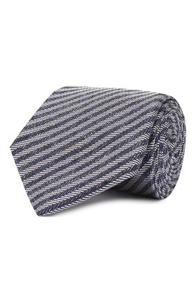 Мужской шелковый галстук LUIGI BORRELLI темно-синего цвета, арт. LC80-B/TT9134 | Фото 1 (Стили: Классический; Принт: С принтом; Материал: Текстиль, Шелк)