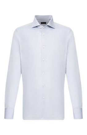 Мужская сорочка из смеси льна и хлопка ERMENEGILDO ZEGNA голубого цвета по цене 27350 руб., арт. 701600/9MS0BA | Фото 1 Мужская сорочка из смеси льна и хлопка ERMENEGILDO ZEGNA голубого цвета, арт. 701600/9MS0BA | Фото 1