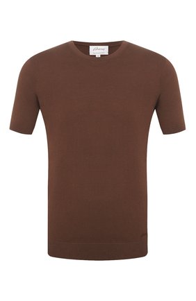 Мужской хлопковый джемпер BRIONI коричневого цвета по цене 49950 руб., арт. UMR00L/08K01 | Фото 1 Мужской хлопковый джемпер BRIONI коричневого цвета, арт. UMR00L/08K01 | Фото 1 (Мужское Кросс-КТ: Джемперы; Рукава: Короткие; Материал внешний: Хлопок; Принт: Без принта; Длина (для топов): Стандартные; Вырез: Круглый; Региональные ограничения белый список (Axapta Mercury): RU)