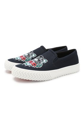 Мужские текстильные слипоны KENZO темно-синего цвета по цене 17350 руб., арт. F965SN200F70 | Фото 1 Мужские текстильные слипоны KENZO темно-синего цвета, арт. F965SN200F70 | Фото 1