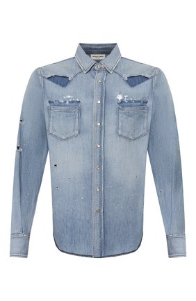 Мужская джинсовая рубашка SAINT LAURENT голубого цвета по цене 52150 руб., арт. 601702/Y880G | Фото 1 Мужская джинсовая рубашка SAINT LAURENT голубого цвета, арт. 601702/Y880G | Фото 1