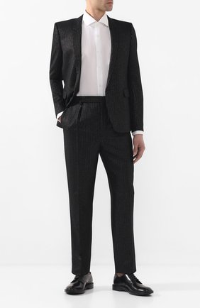 Мужские шерстяные брюки SAINT LAURENT черного цвета по цене 83700 руб., арт. 596936/Y1A89 | Фото 2 Мужские шерстяные брюки SAINT LAURENT черного цвета, арт. 596936/Y1A89 | Фото 2 (Материал внешний: Шерсть; Материал подклада: Вискоза; Длина (брюки, джинсы): Стандартные; Случай: Вечерний; Стили: Классический)