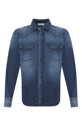 Мужская джинсовая рубашка SAINT LAURENT синего цвета по цене 43350 руб., арт. 498101/Y880L | Фото 1 Мужская джинсовая рубашка SAINT LAURENT синего цвета, арт. 498101/Y880L | Фото 1