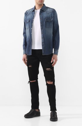 Мужская джинсовая рубашка SAINT LAURENT синего цвета по цене 43350 руб., арт. 498101/Y880L | Фото 2 Мужская джинсовая рубашка SAINT LAURENT синего цвета, арт. 498101/Y880L | Фото 2