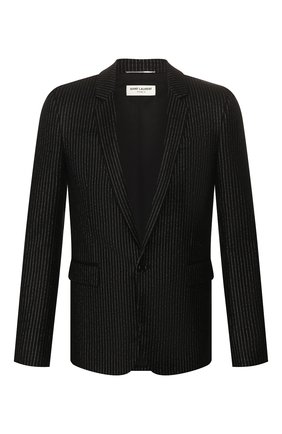 Мужской шерстяной пиджак SAINT LAURENT черного цвета по цене 181000 руб., арт. 600331/Y1A89 | Фото 1 Мужской шерстяной пиджак SAINT LAURENT черного цвета, арт. 600331/Y1A89 | Фото 1 (Длина (для топов): Стандартные; Рукава: Длинные; Материал подклада: Шелк; Материал внешний: Шерсть; 1-2-бортные: Однобортные; Пиджаки М: Приталенный; Случай: Вечерний; Стили: Классический)